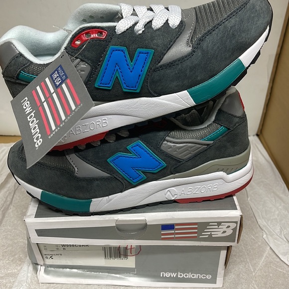 BNIB New Balance 998 Woman's Gray/Blue size 5.5 (4) - Picture 2 of 7